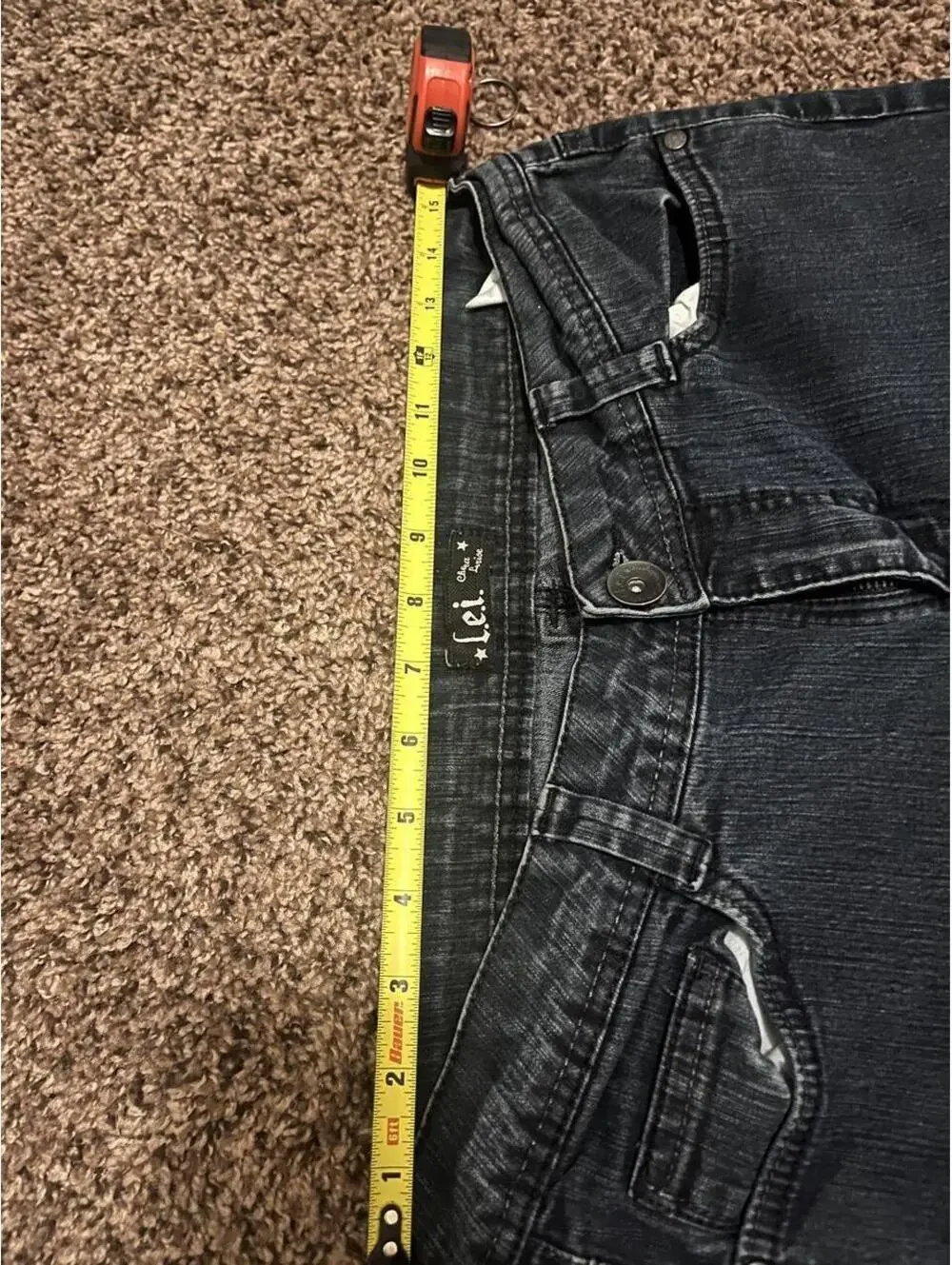 Lei Lowrise dark wash bootcut jeans with embroidery floral design on back pocket
